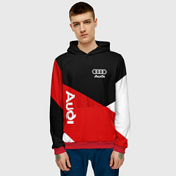 Толстовка-худи мужская Audi Ауди Черный Красный Белый, цвет: 3D-красный — фото 2