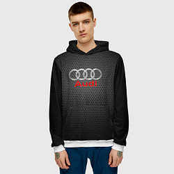 Толстовка-худи мужская Audi карбон, цвет: 3D-белый — фото 2