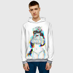 Толстовка-худи мужская Кошкодевочка Waifu, цвет: 3D-меланж — фото 2