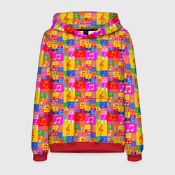 Толстовка-худи мужская Красочные Музыкальные Ноты, цвет: 3D-красный