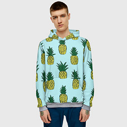 Толстовка-худи мужская Рисунок ананасов, цвет: 3D-меланж — фото 2