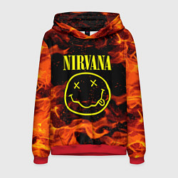 Толстовка-худи мужская NIRVANA огонь, цвет: 3D-красный