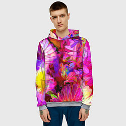 Толстовка-худи мужская Красочный цветочный паттерн Floral pattern, цвет: 3D-меланж — фото 2