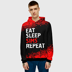 Толстовка-худи мужская Eat Sleep Sims Repeat Краска, цвет: 3D-черный — фото 2
