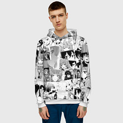 Толстовка-худи мужская Восхождение героя щита паттерн, цвет: 3D-белый — фото 2