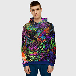 Толстовка-худи мужская Абстрактный узор Vanguard Fashion Неон, цвет: 3D-синий — фото 2