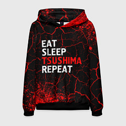 Толстовка-худи мужская Eat Sleep Tsushima Repeat - Краска, цвет: 3D-черный