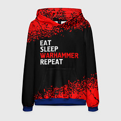 Толстовка-худи мужская Eat Sleep Warhammer Repeat - Спрей, цвет: 3D-синий