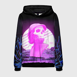 Толстовка-худи мужская Vaporwave Skull Психоделика, цвет: 3D-черный