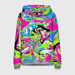 Толстовка-худи мужская Абстрактные мраморные разводы в ярких цветах Поп а, цвет: 3D-меланж