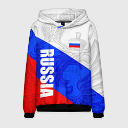 Толстовка-худи мужская RUSSIA - SPORTWEAR - ТРИКОЛОР, цвет: 3D-черный