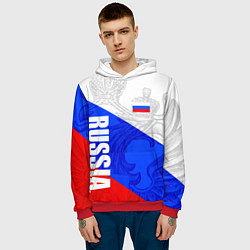 Толстовка-худи мужская RUSSIA - SPORTWEAR - ТРИКОЛОР, цвет: 3D-красный — фото 2