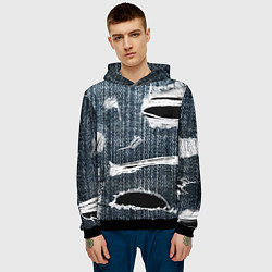 Толстовка-худи мужская Джинсовое рваньё Fashion trend, цвет: 3D-черный — фото 2