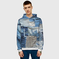 Толстовка-худи мужская Пэчворк Рваная ткань Hype, цвет: 3D-белый — фото 2