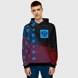 Толстовка-худи мужская РОССИЯ - ГЕРБ - Краска - FS, цвет: 3D-черный — фото 2