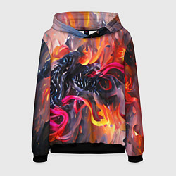 Толстовка-худи мужская Уроборос в огне, цвет: 3D-черный