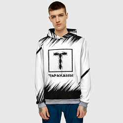 Толстовка-худи мужская Тараканы штрихи на белом фоне, цвет: 3D-меланж — фото 2