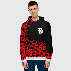 Толстовка-худи мужская Zenless Zone Zero капля арт, цвет: 3D-белый — фото 2