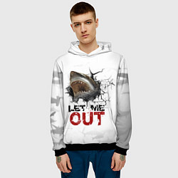 Толстовка-худи мужская Акула Let me out - пасть акулы, цвет: 3D-черный — фото 2