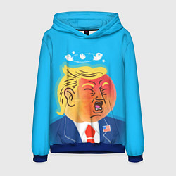 Толстовка-худи мужская Дональд Трамп и Твиттер, цвет: 3D-синий