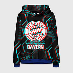 Мужская толстовка Bayern FC в стиле Glitch на темном фоне