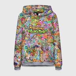 Толстовка-худи мужская MY SINGING MONSTERS ПЕРСОНАЖИ, цвет: 3D-меланж