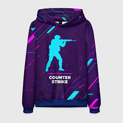 Мужская толстовка Символ Counter Strike в неоновых цветах на темном