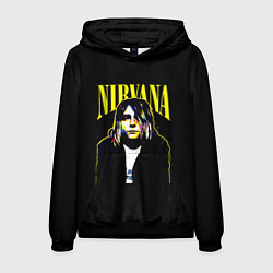 Толстовка-худи мужская Рок - группа Nirvana, цвет: 3D-черный