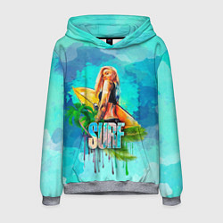Толстовка-худи мужская Surf - девушка, цвет: 3D-меланж