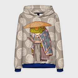 Толстовка-худи мужская Самурай-лягушка воин, цвет: 3D-синий