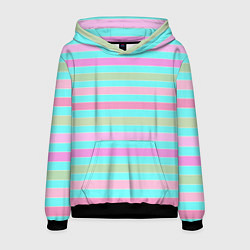 Мужская толстовка Pink turquoise stripes horizontal Полосатый узор