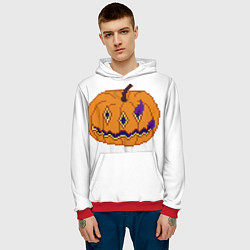 Толстовка-худи мужская Тыква-голова всадника, Джека, PixelArt, цвет: 3D-красный — фото 2