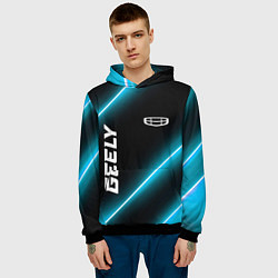 Толстовка-худи мужская Geely Неоновые Лампы, цвет: 3D-черный — фото 2