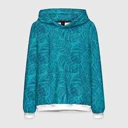 Мужская толстовка Синие листья монстеры на голубом