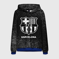 Толстовка-худи мужская Barcelona с потертостями на темном фоне, цвет: 3D-синий