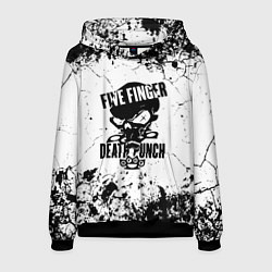 Толстовка-худи мужская Five Finger Death Punch - мелкие трещины, цвет: 3D-черный