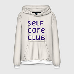 Толстовка-худи мужская Self care club, цвет: 3D-белый