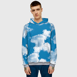 Толстовка-худи мужская Небо в облаках, цвет: 3D-меланж — фото 2