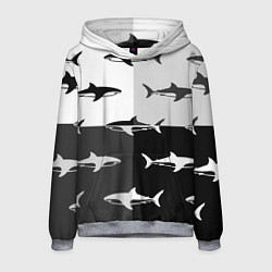 Толстовка-худи мужская Стая акул - pattern, цвет: 3D-меланж