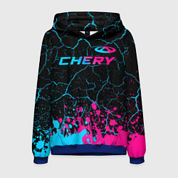 Мужская толстовка Chery - neon gradient: символ сверху