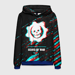 Толстовка-худи мужская Gears of War в стиле glitch и баги графики на темн, цвет: 3D-синий