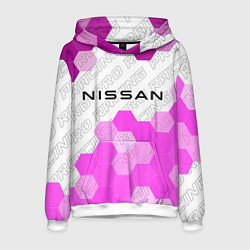 Толстовка-худи мужская Nissan pro racing: символ сверху, цвет: 3D-белый