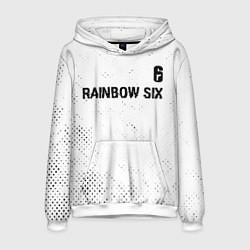 Толстовка-худи мужская Rainbow Six glitch на светлом фоне: символ сверху, цвет: 3D-белый