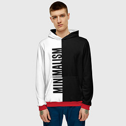 Толстовка-худи мужская MINIMALISM - BLACK AND WHITE, цвет: 3D-красный — фото 2