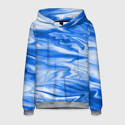 Толстовка-худи мужская Бело синий абстрактный фон Волны, цвет: 3D-меланж