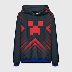 Толстовка-худи мужская Красный символ Minecraft на темном фоне со стрелка, цвет: 3D-синий