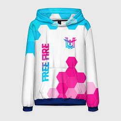 Толстовка-худи мужская Free Fire neon gradient style: символ и надпись ве, цвет: 3D-синий