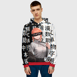 Толстовка-худи мужская Макима Chainsaw Man Иероглифы, цвет: 3D-красный — фото 2