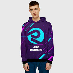 Толстовка-худи мужская Символ ARC Raiders в неоновых цветах на темном фон, цвет: 3D-черный — фото 2