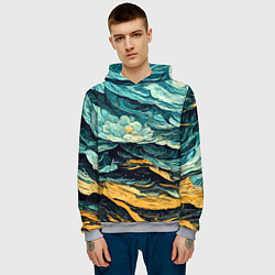 Толстовка-худи мужская Пейзаж в стиле Ван Гога, цвет: 3D-меланж — фото 2